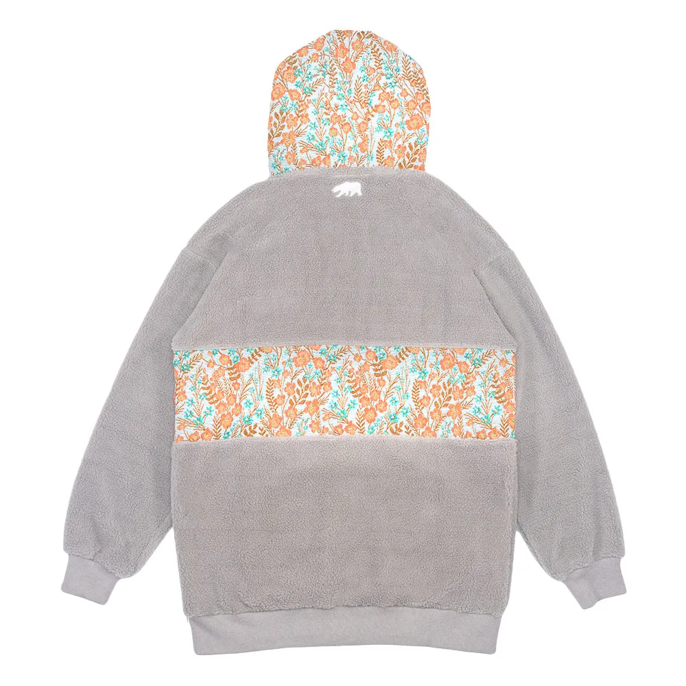 Removable Bear Floral Sherpa Tall Pullover Hoodie