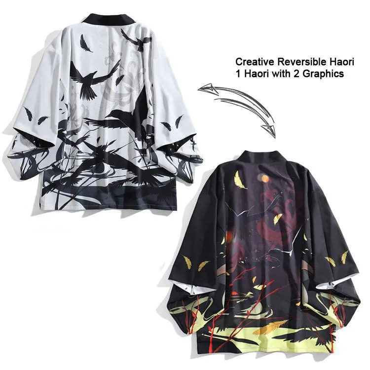 Reversible Day and Night Raven Haori