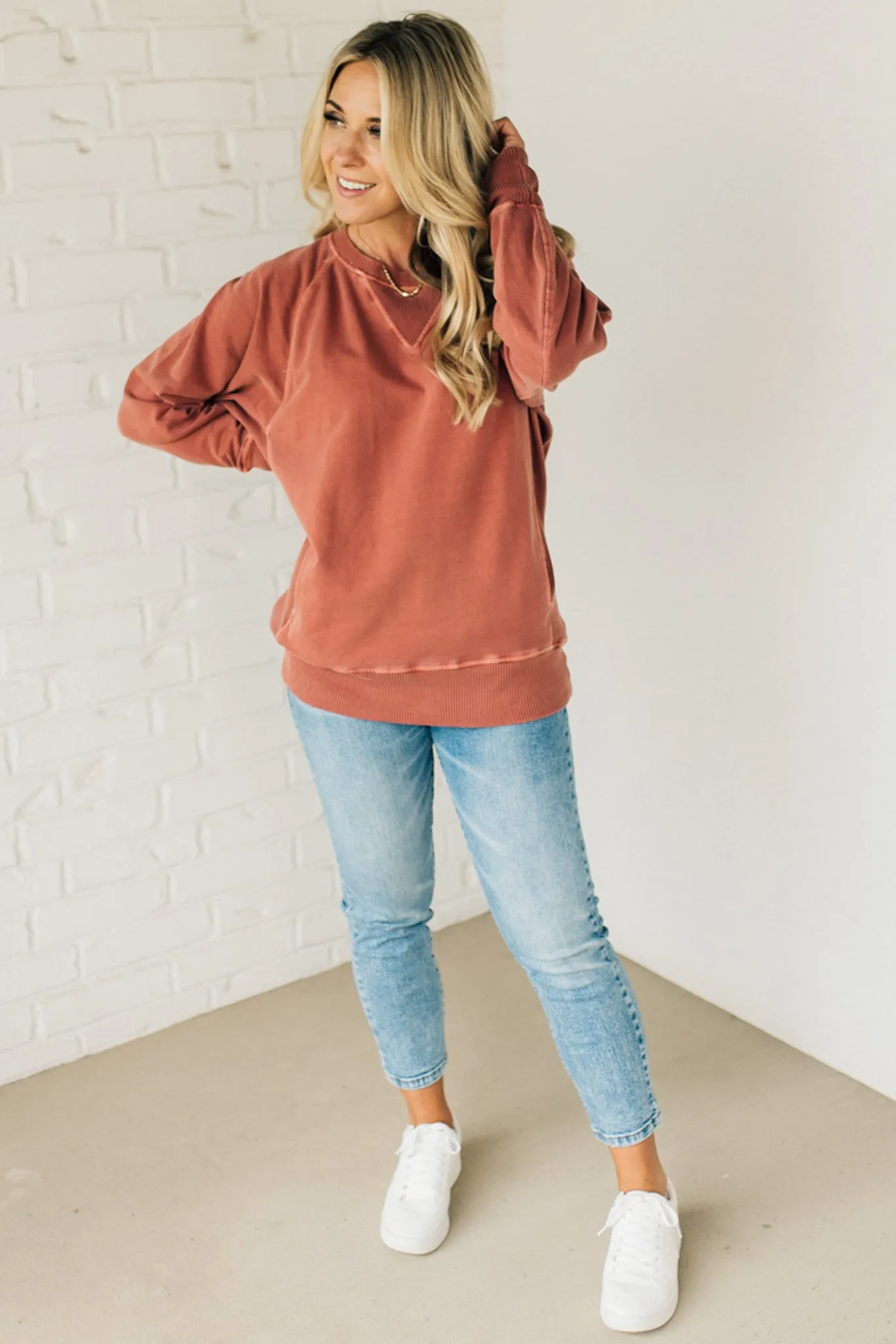 Ribbed Accent Pocketed Pullover