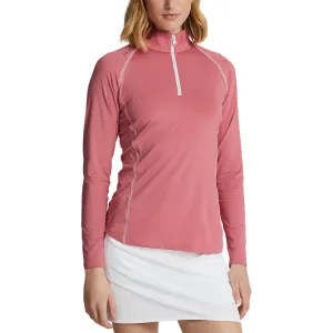 RLX Ralph Lauren Women's UV Jersey 1/4 Zip Pullover - Desert Rose/Pure White