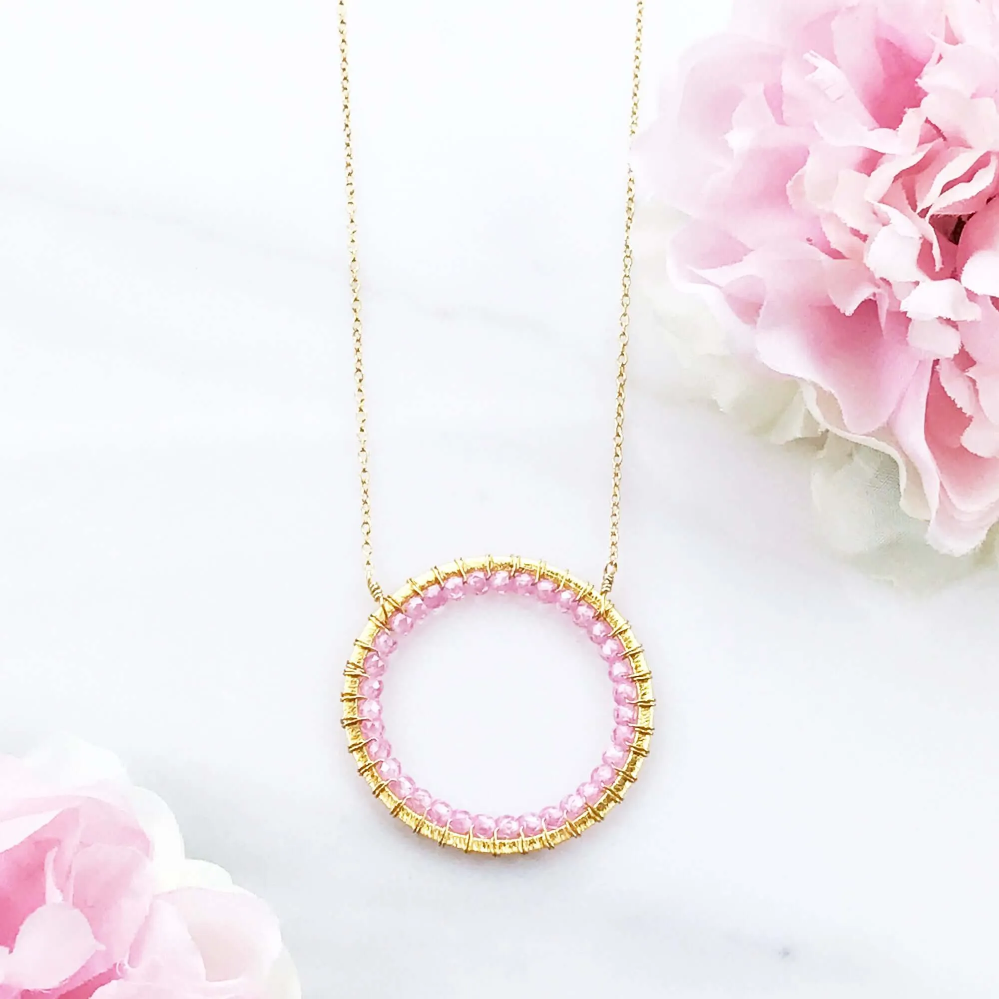 Rose Quartz Halo Necklace