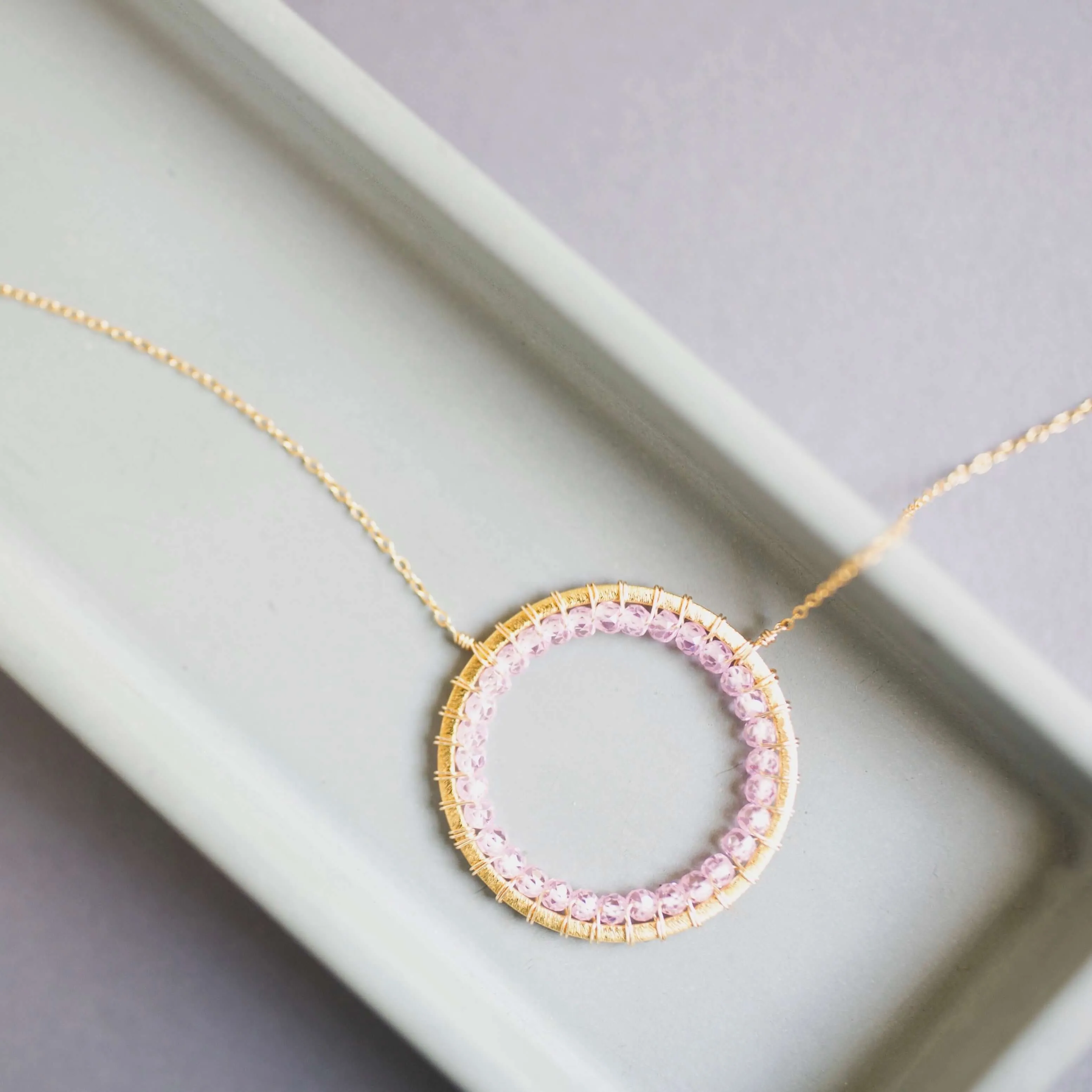 Rose Quartz Halo Necklace