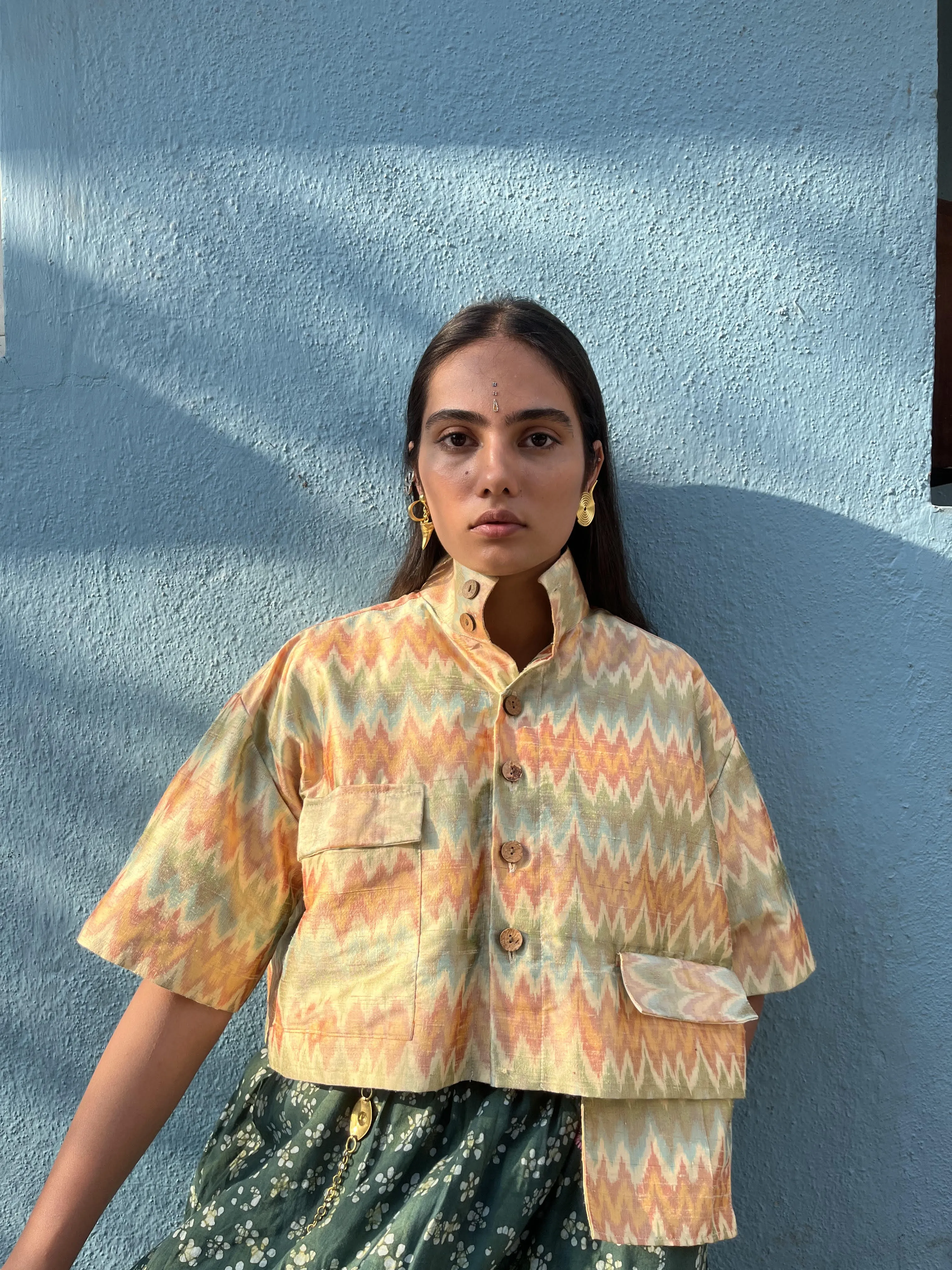 Sand Dunes Cropped Ikat Jacket