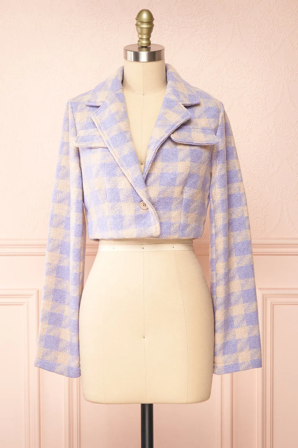 Set Lanajane Lavender | Houndstooth Cropped Blazer and Skirt