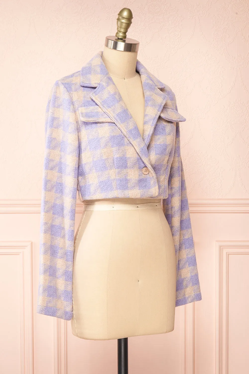 Set Lanajane Lavender | Houndstooth Cropped Blazer and Skirt