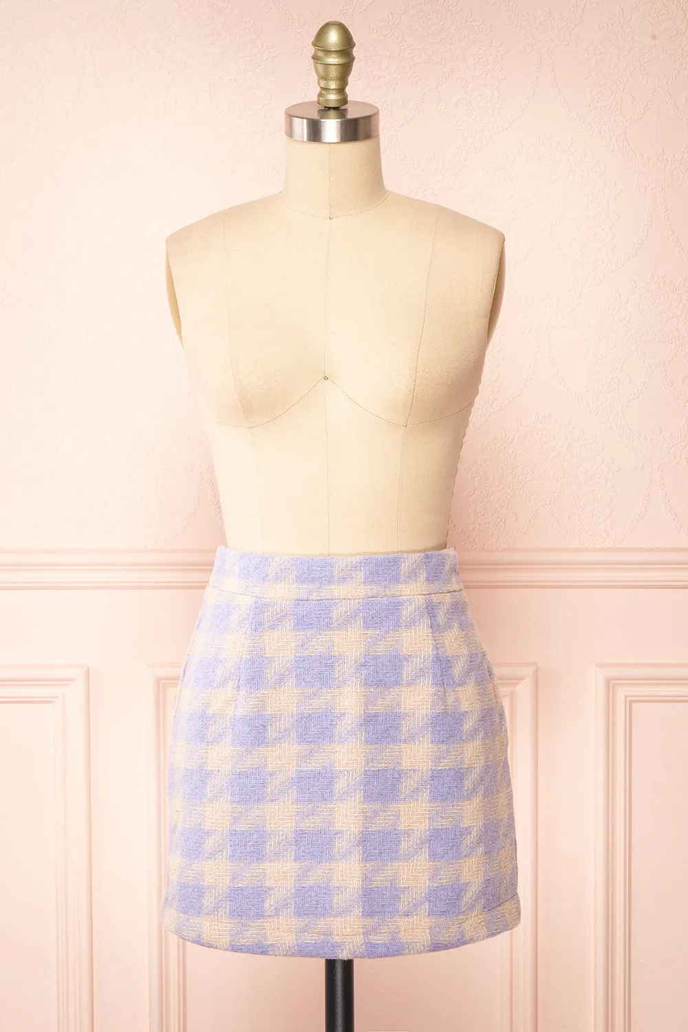 Set Lanajane Lavender | Houndstooth Cropped Blazer and Skirt