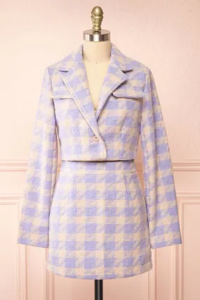 Set Lanajane Lavender | Houndstooth Cropped Blazer and Skirt