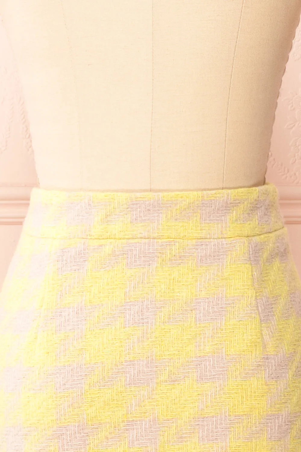 Set Lanajane Yellow | Houndstooth Cropped Blazer and Skirt