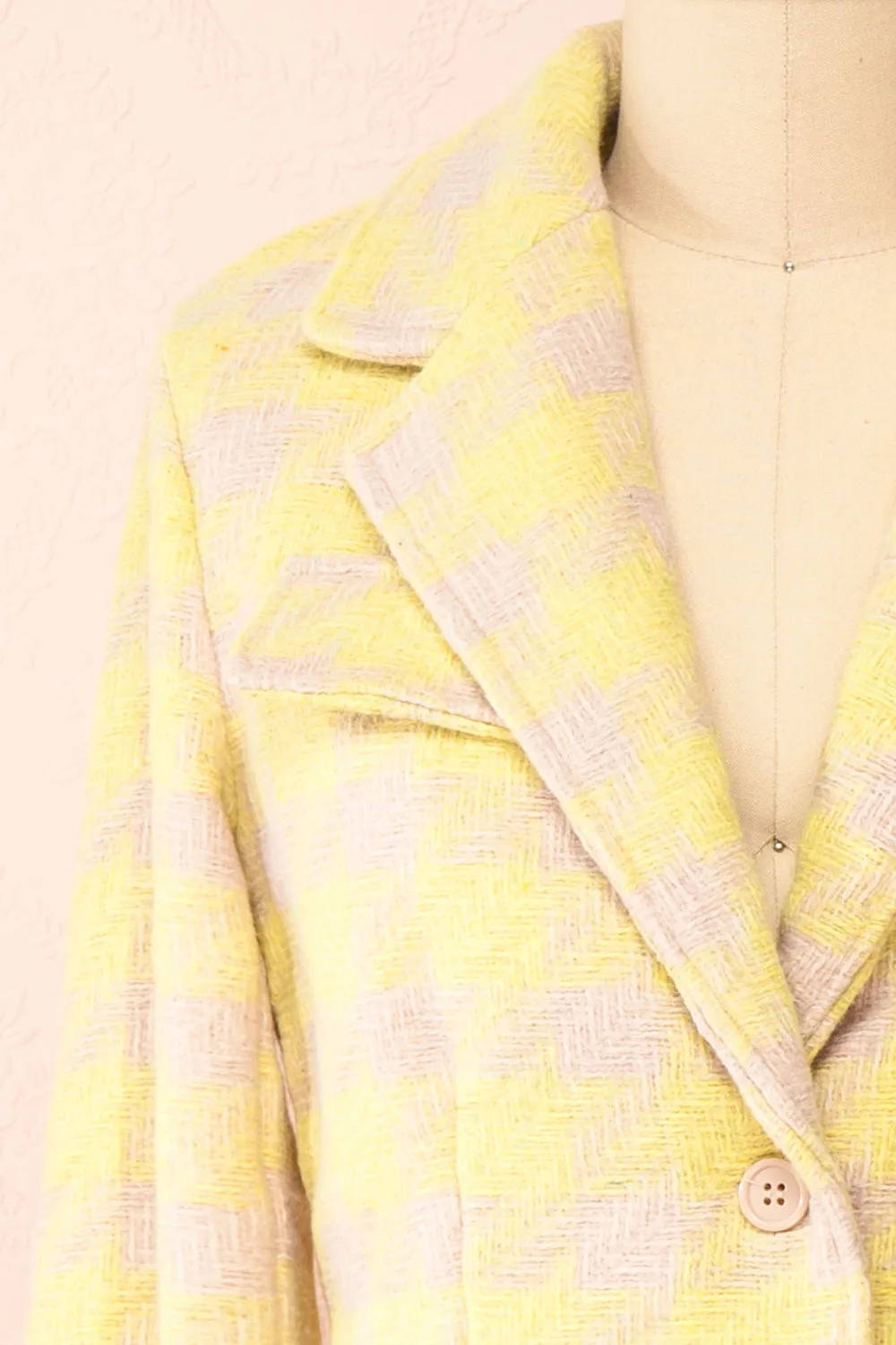 Set Lanajane Yellow | Houndstooth Cropped Blazer and Skirt