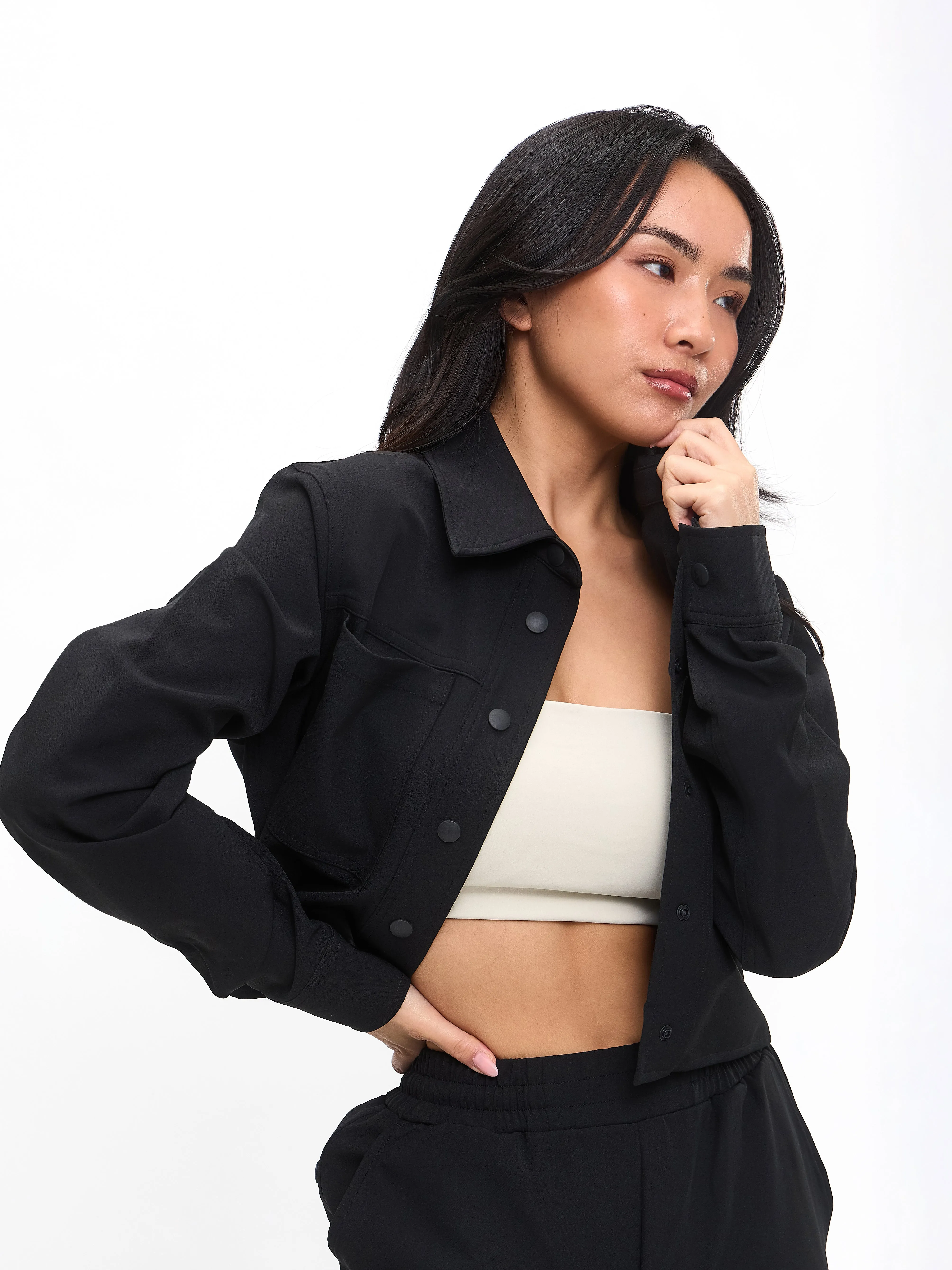 Snap Crop Jacket - Onyx Black