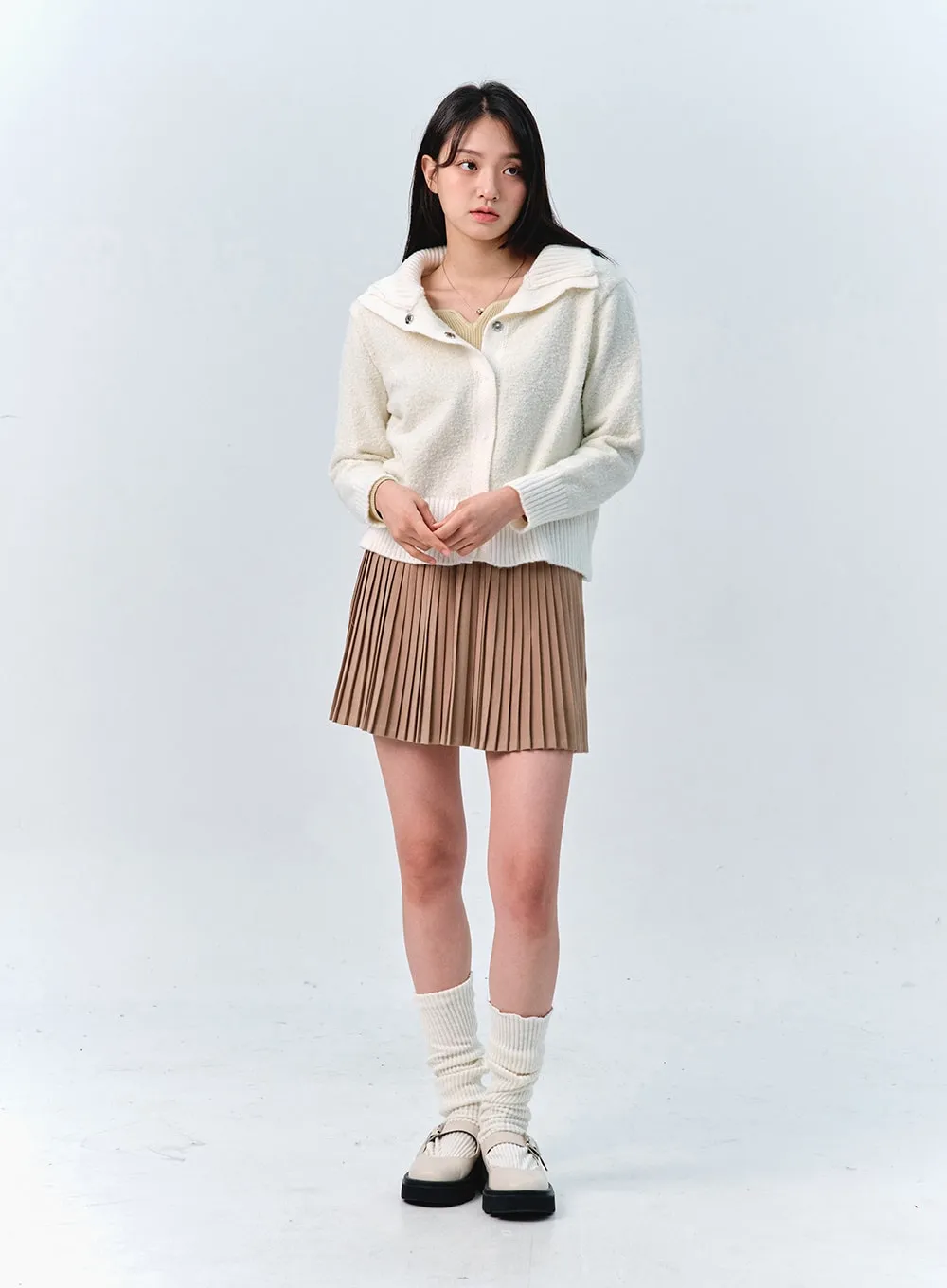 Solid Pleated Mini Skirt OO312