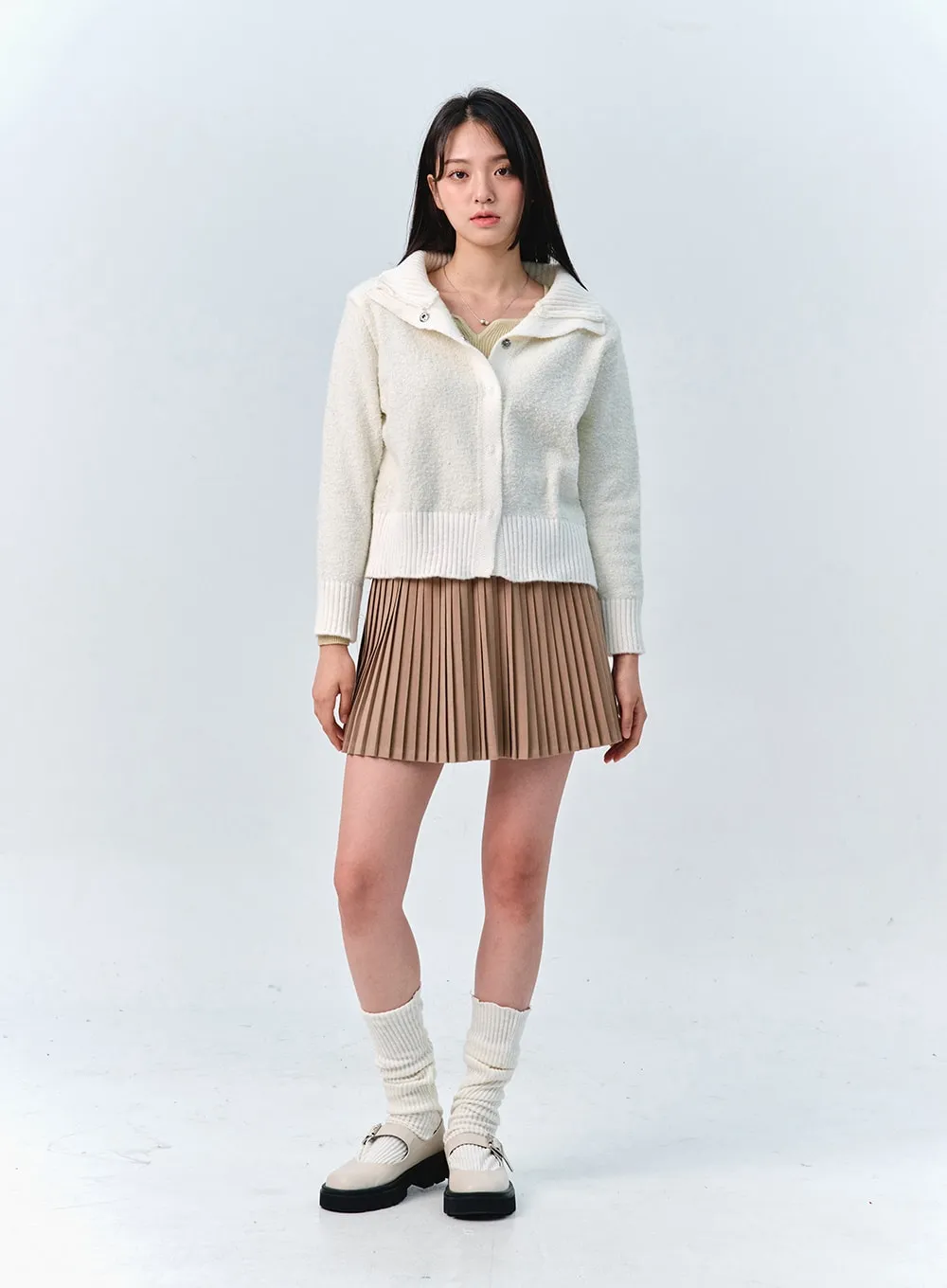 Solid Pleated Mini Skirt OO312