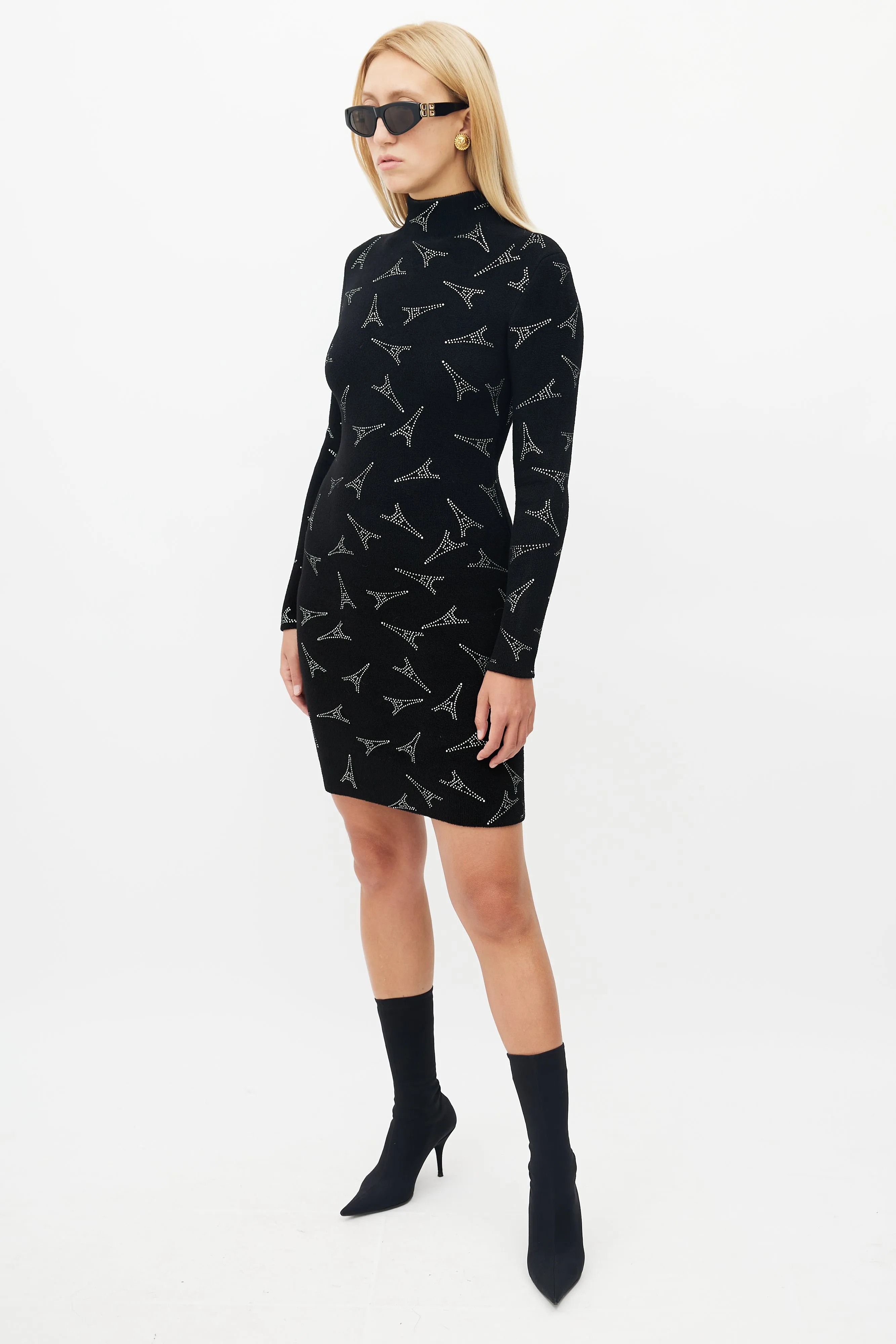 SS 2019 Black & Silver Eiffel Sweater Dress