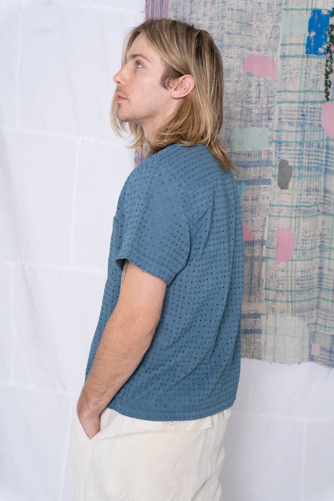 St. Tropez Shirt All Over Sun Embroidery Teal