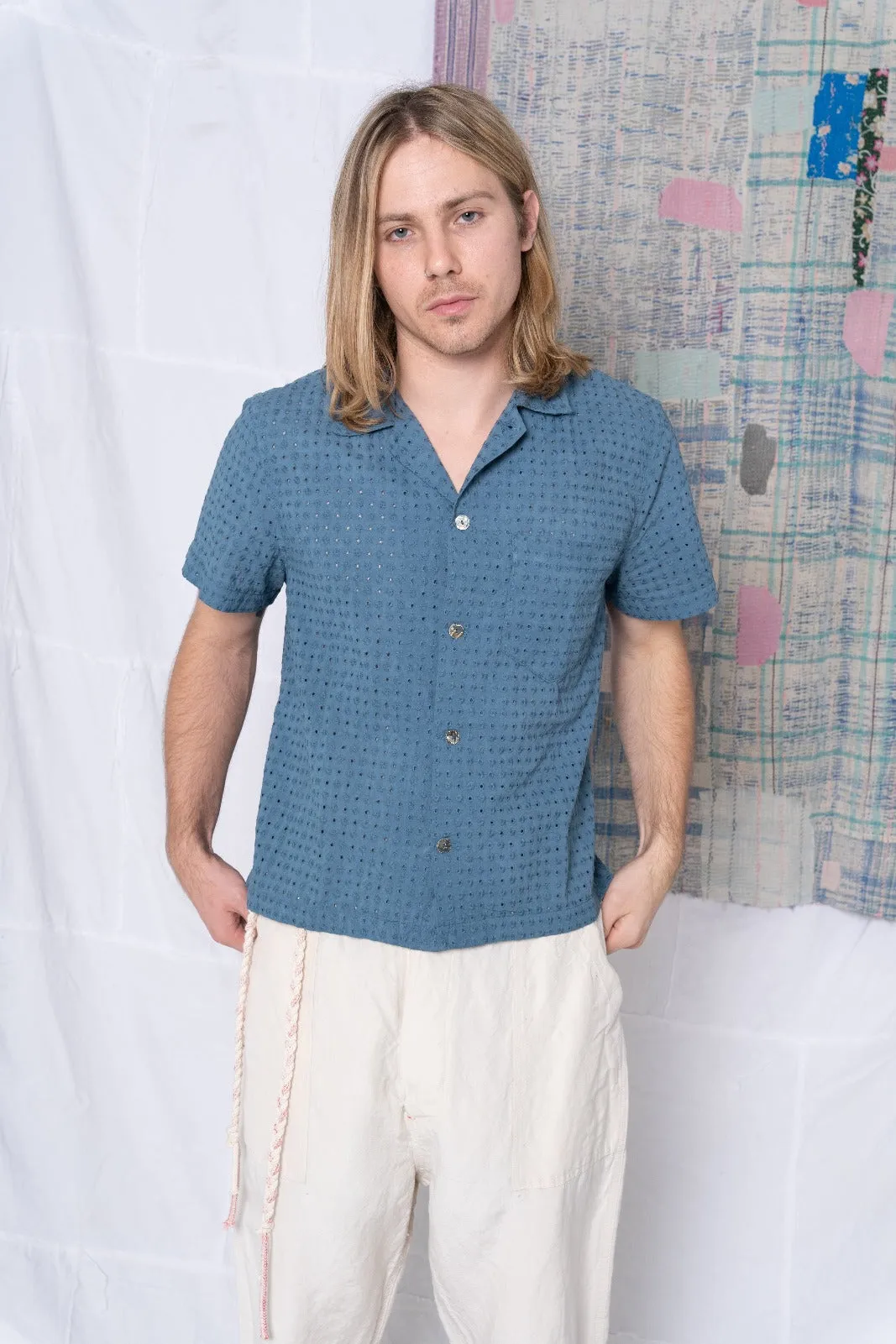 St. Tropez Shirt All Over Sun Embroidery Teal