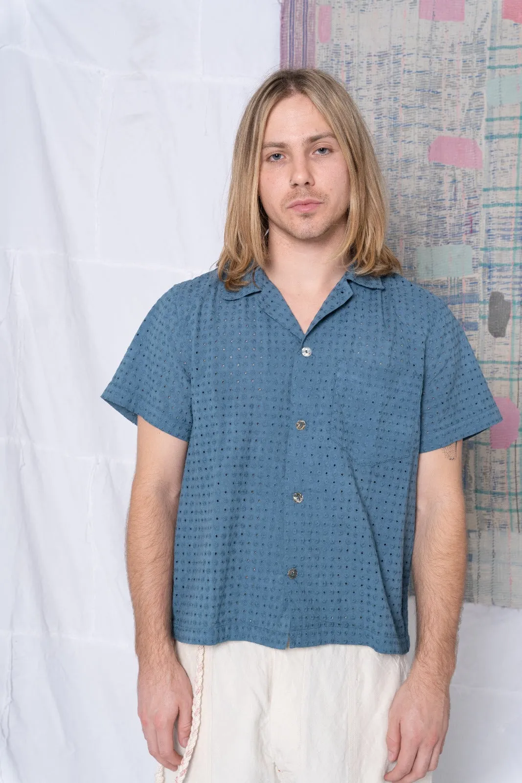 St. Tropez Shirt All Over Sun Embroidery Teal