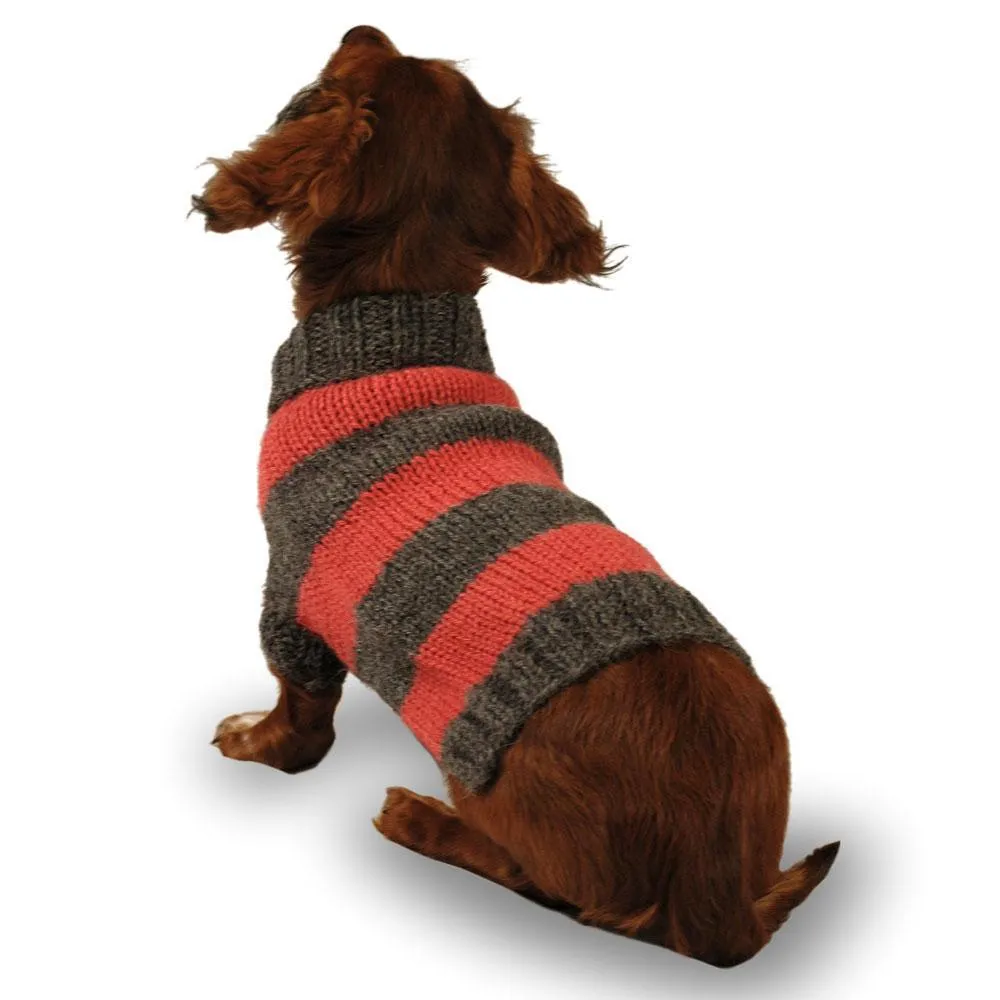 Striped Dog Sweater Salmon And Gray