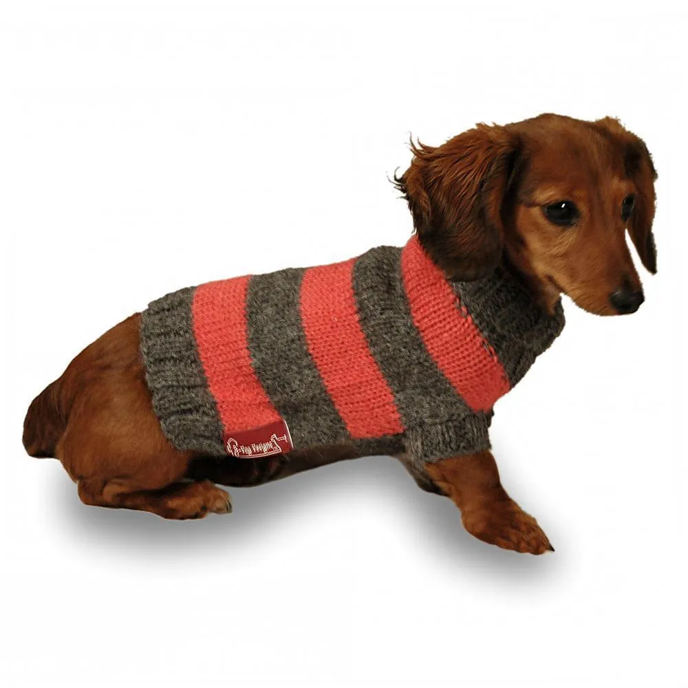 Striped Dog Sweater Salmon And Gray