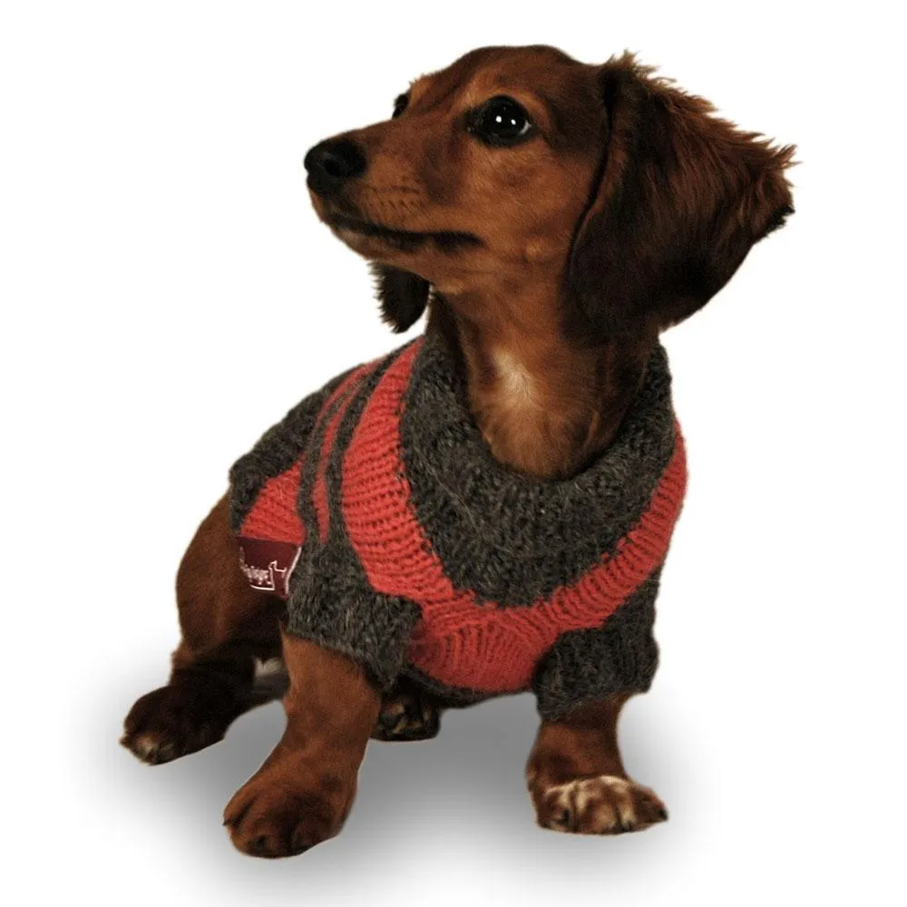 Striped Dog Sweater Salmon And Gray