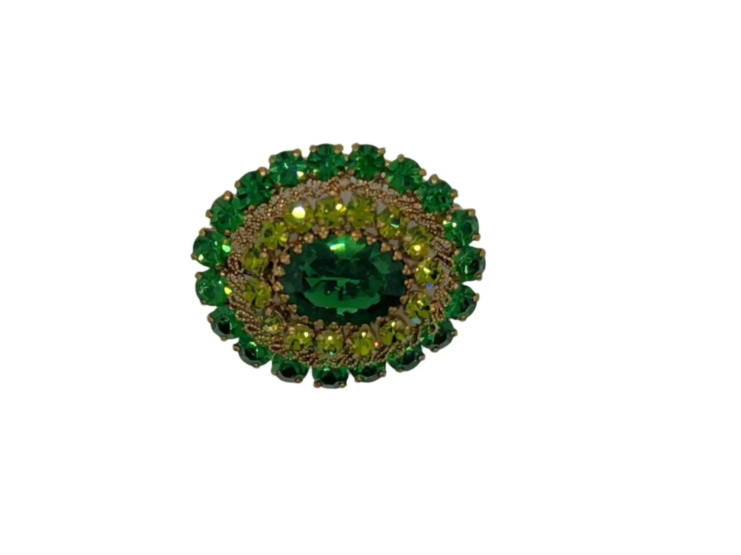 Super Sparkling Layered Green Vintage Brooch Made in Austria