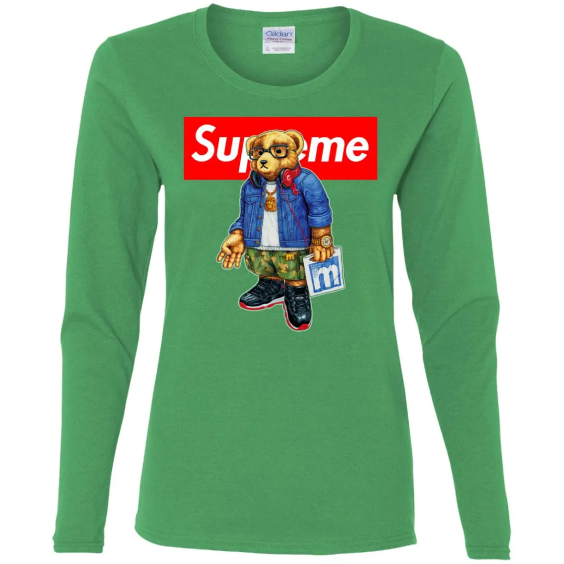 Supreme Bear Style Music T-shirt Women Long Sleeve Shirt