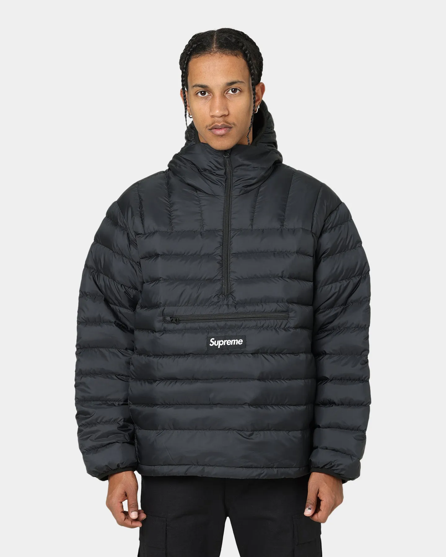 Supreme Micro Down Half Zip Hooded Pullover Black