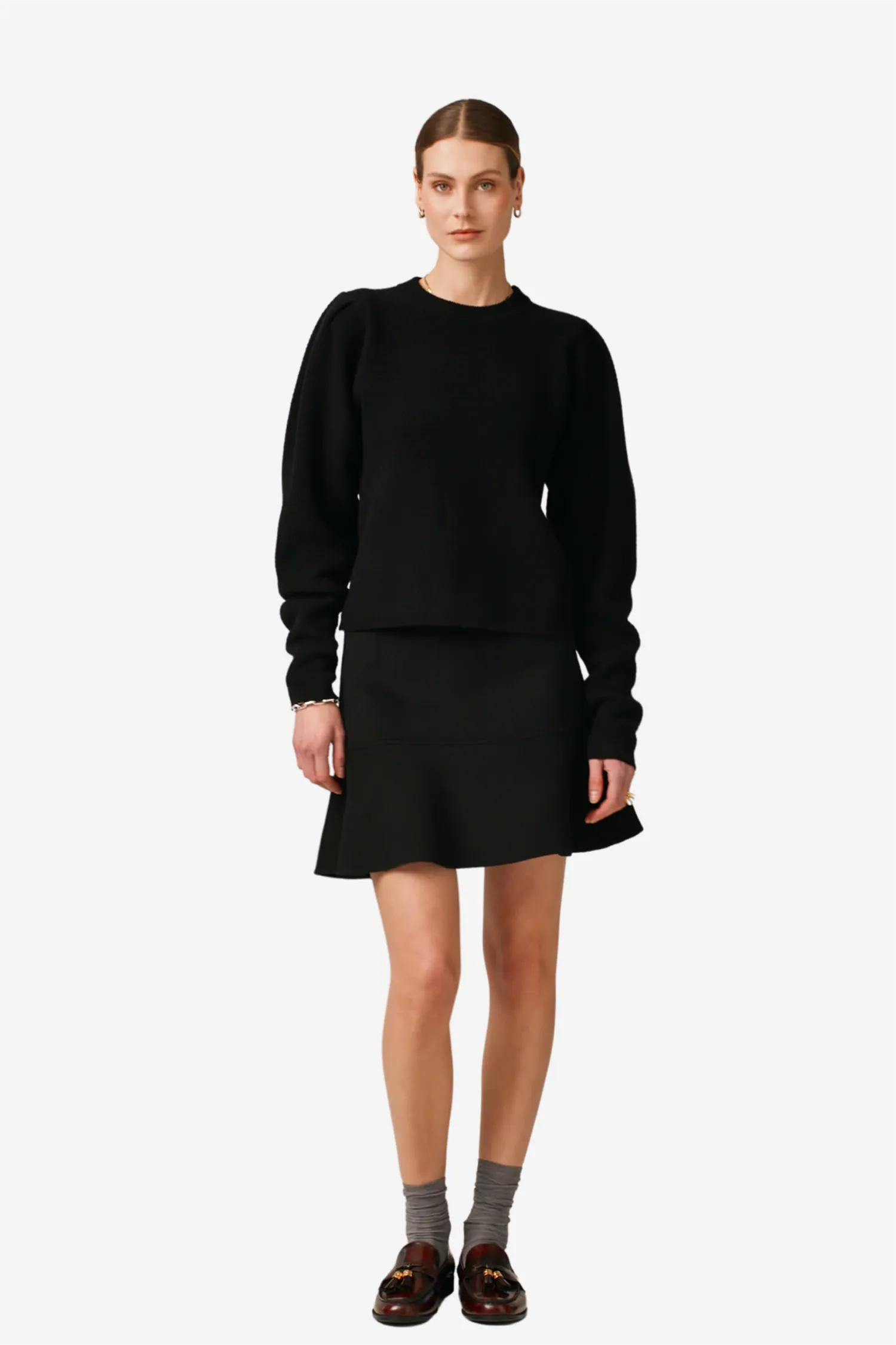 Tailored Flounce Skirt Black