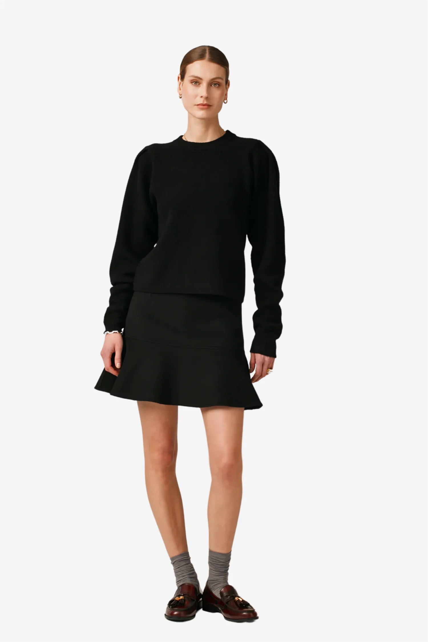 Tailored Flounce Skirt Black