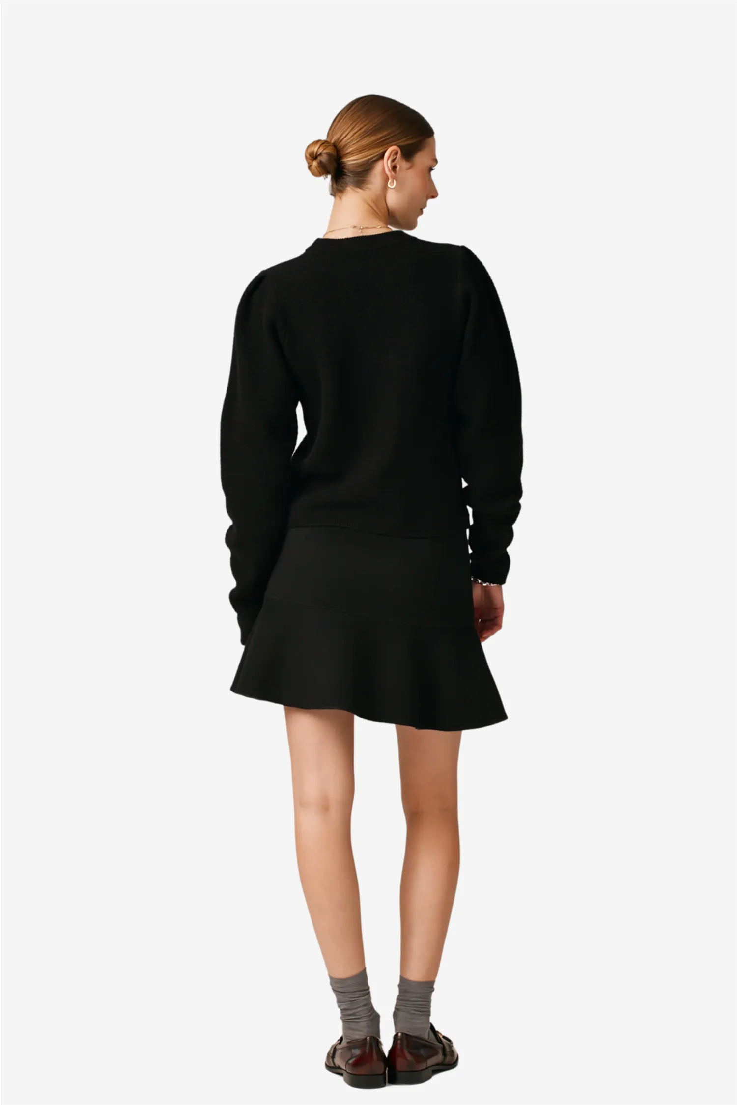 Tailored Flounce Skirt Black