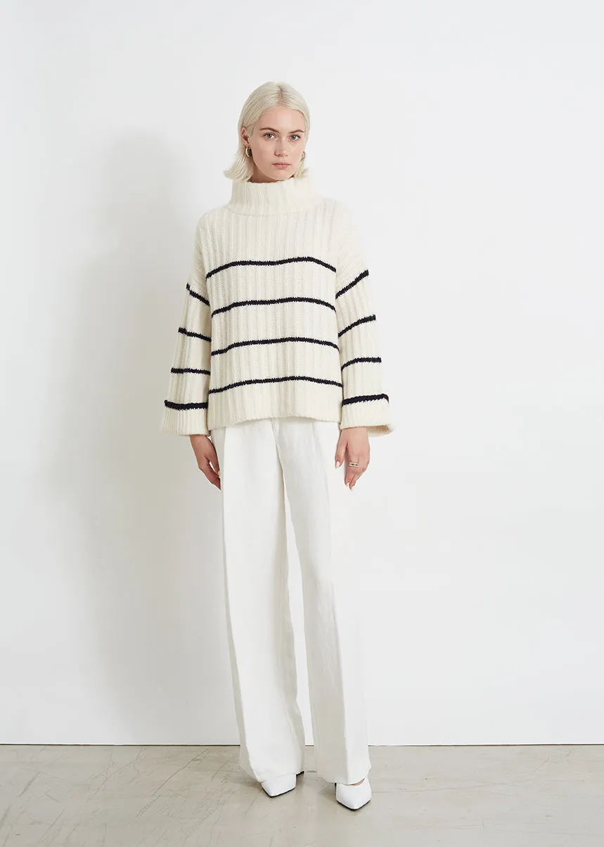 Talia Stripe Sweater Ivory/Black Stripe