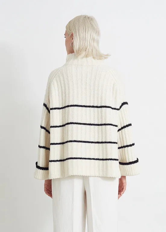 Talia Stripe Sweater Ivory/Black Stripe