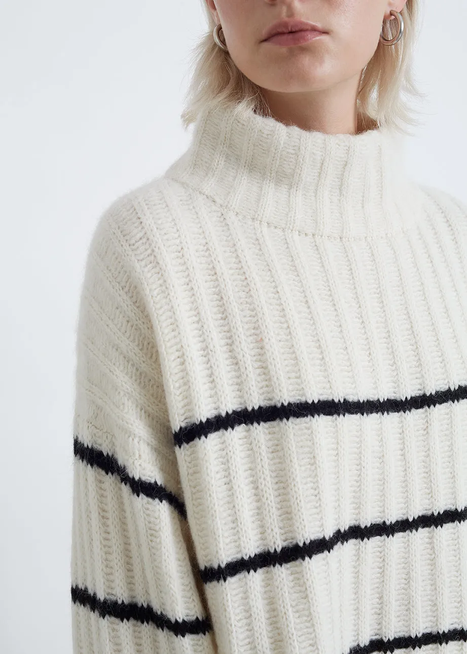 Talia Stripe Sweater Ivory/Black Stripe