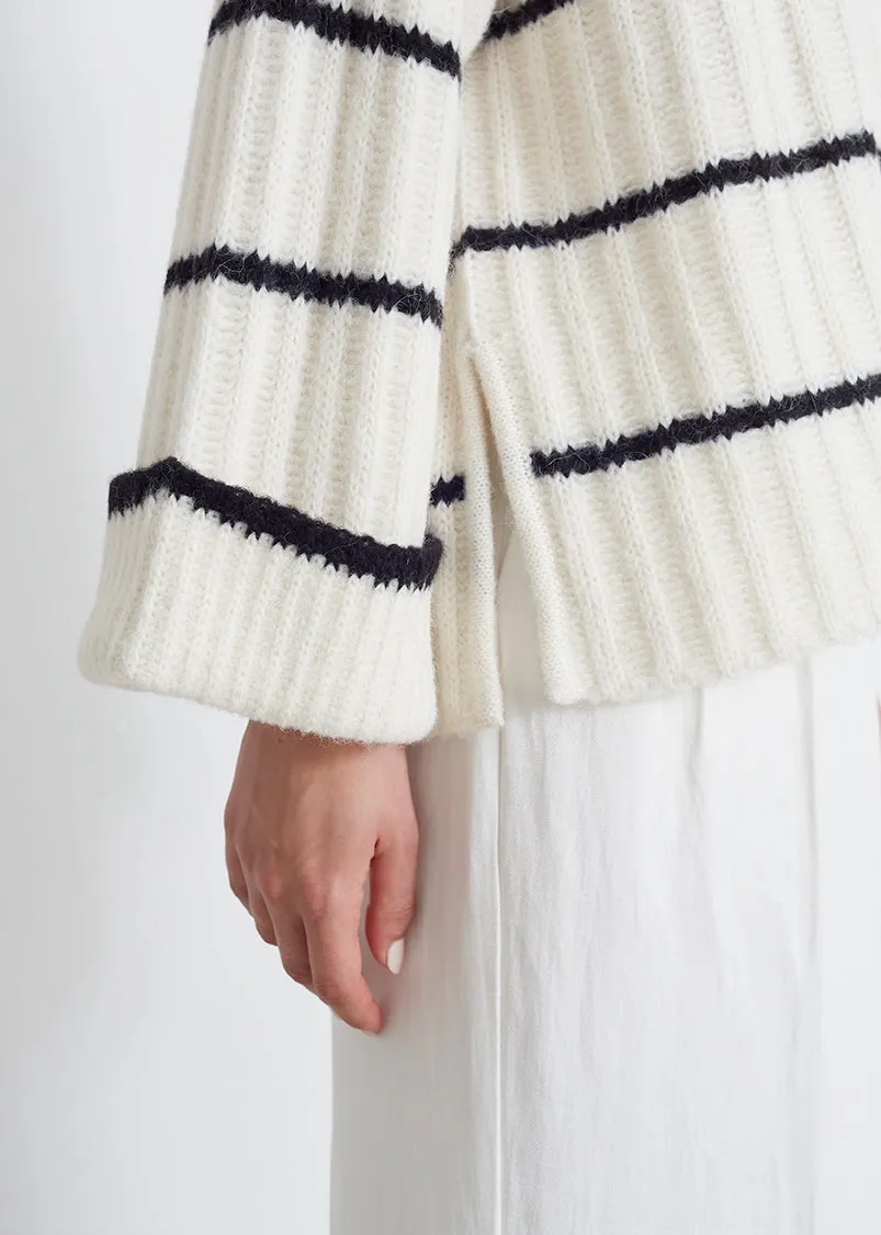 Talia Stripe Sweater Ivory/Black Stripe