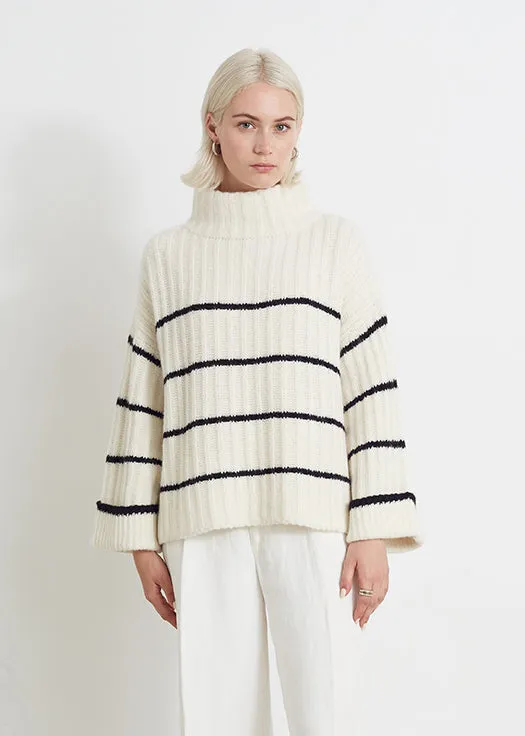 Talia Stripe Sweater Ivory/Black Stripe