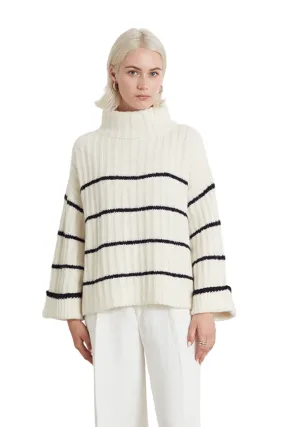 Talia Stripe Sweater Ivory/Black Stripe