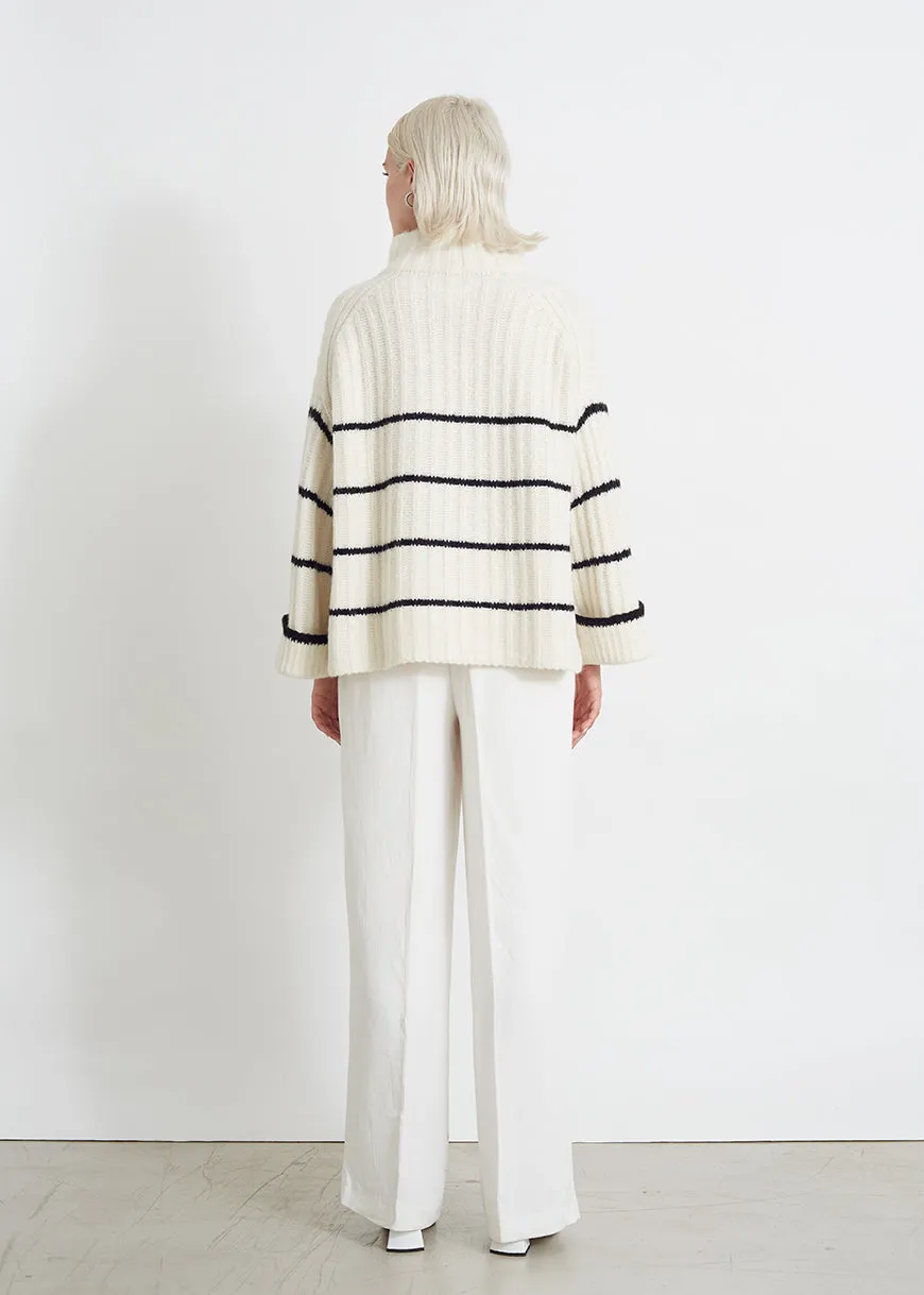 Talia Stripe Sweater Ivory/Black Stripe