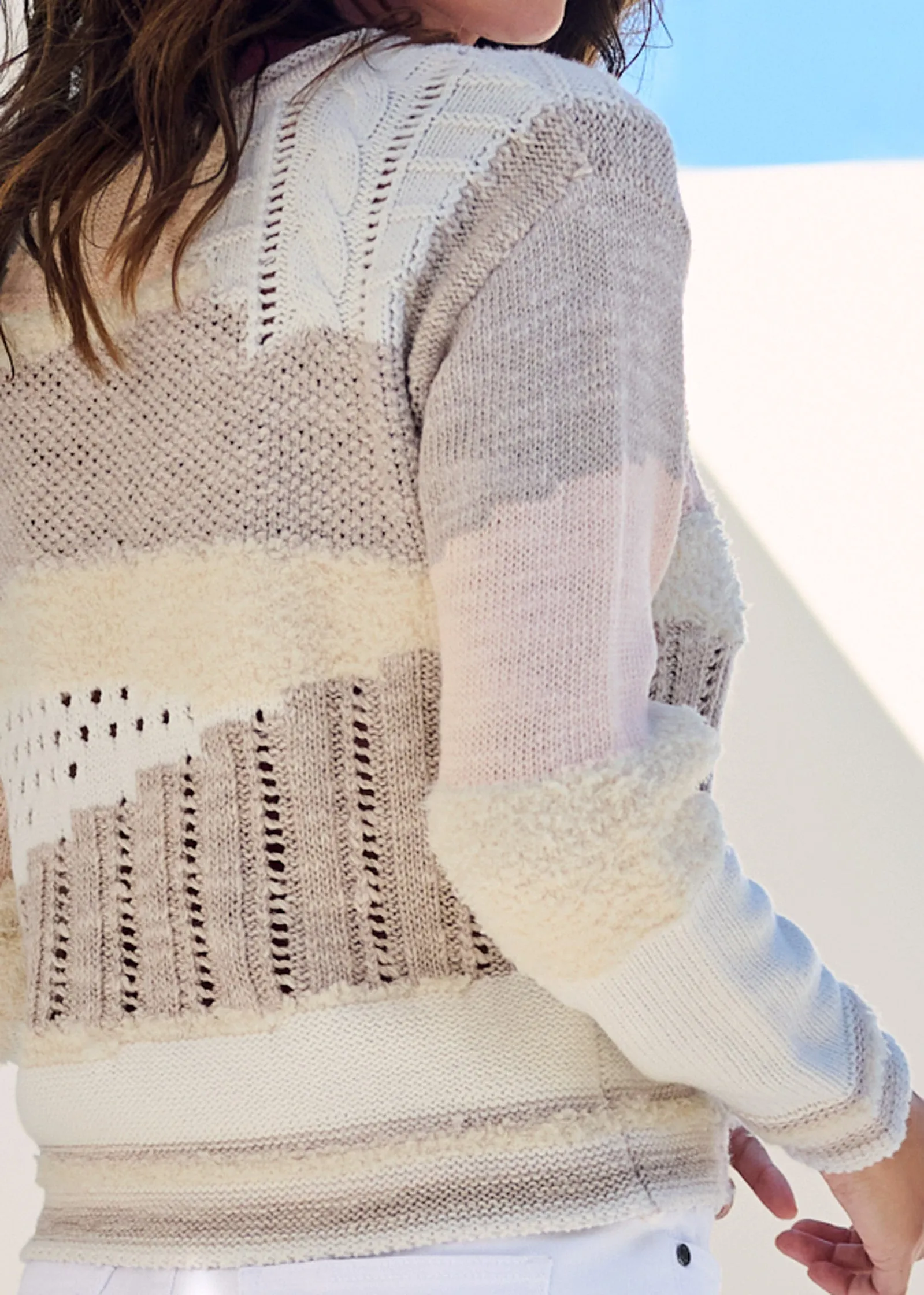 Textured Pullover Sweater - Cream