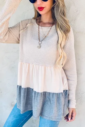 The Maddie Multi Color Waffle Knit Tunic Top