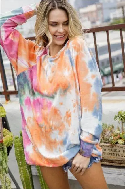 Tie Dye Raglan Tunic, Berry