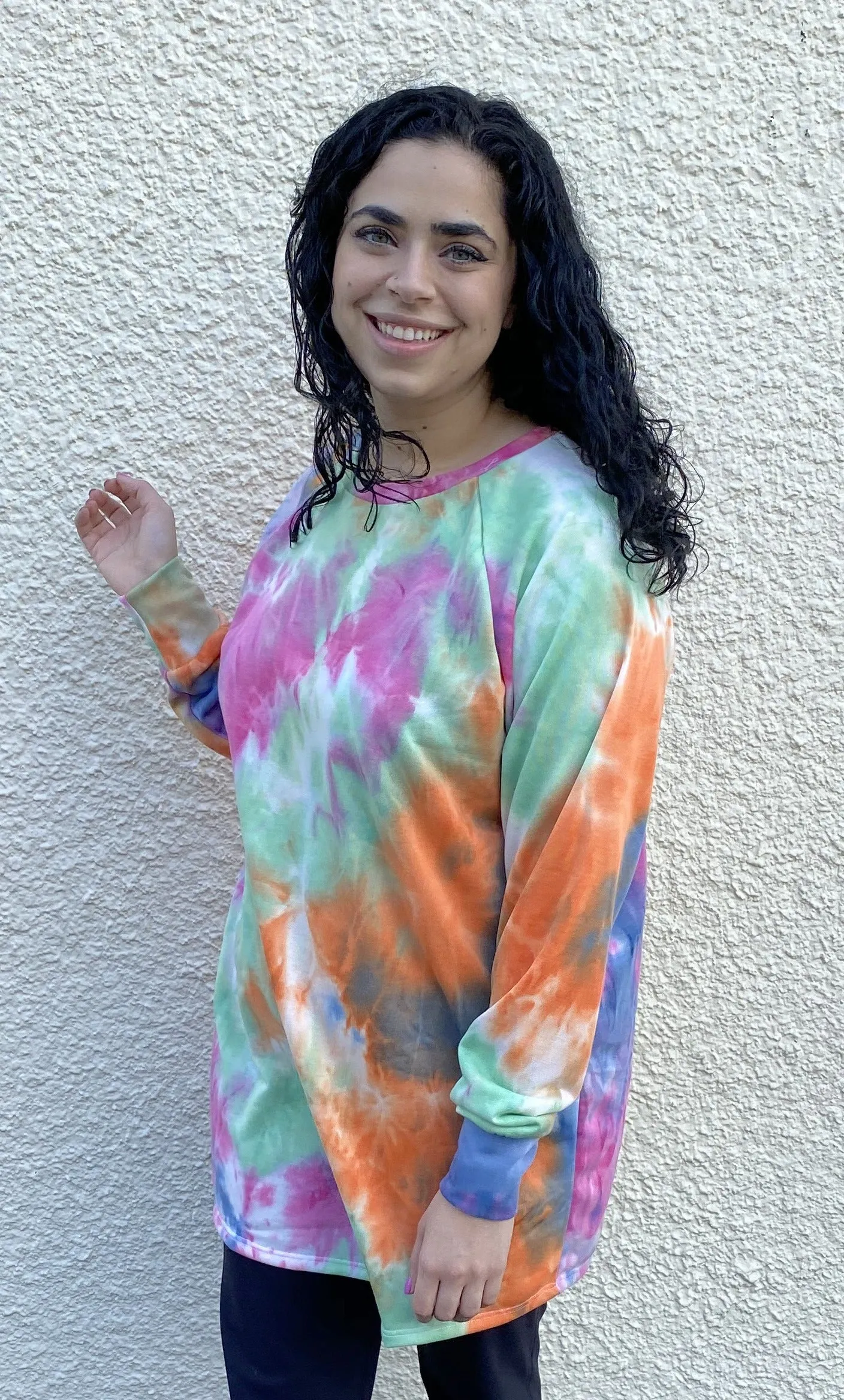 Tie Dye Raglan Tunic, Berry