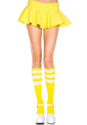 Triple Stripe [Neon Yellow/White] | KNEE HIGH SOCKS