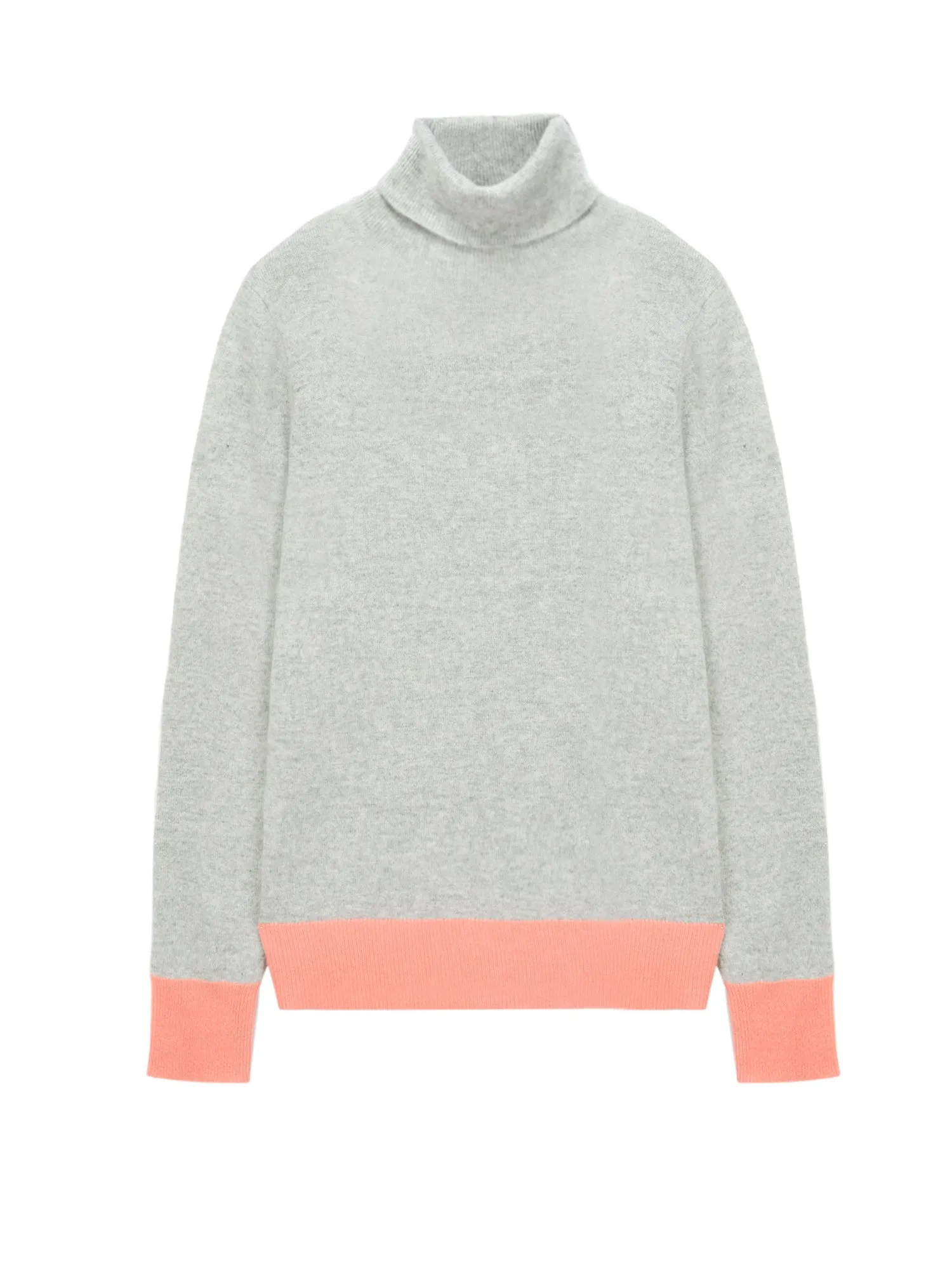 Turtleneck Slimfit Sweater_CB_LightGrey/Coral Pink