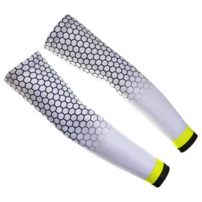 Unisex White Honeycomb Quick Dry Cycling Arm-Warmers