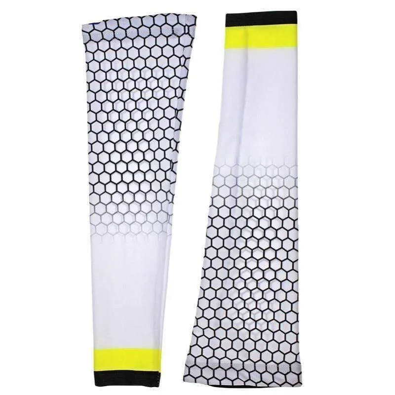 Unisex White Honeycomb Quick Dry Cycling Arm-Warmers