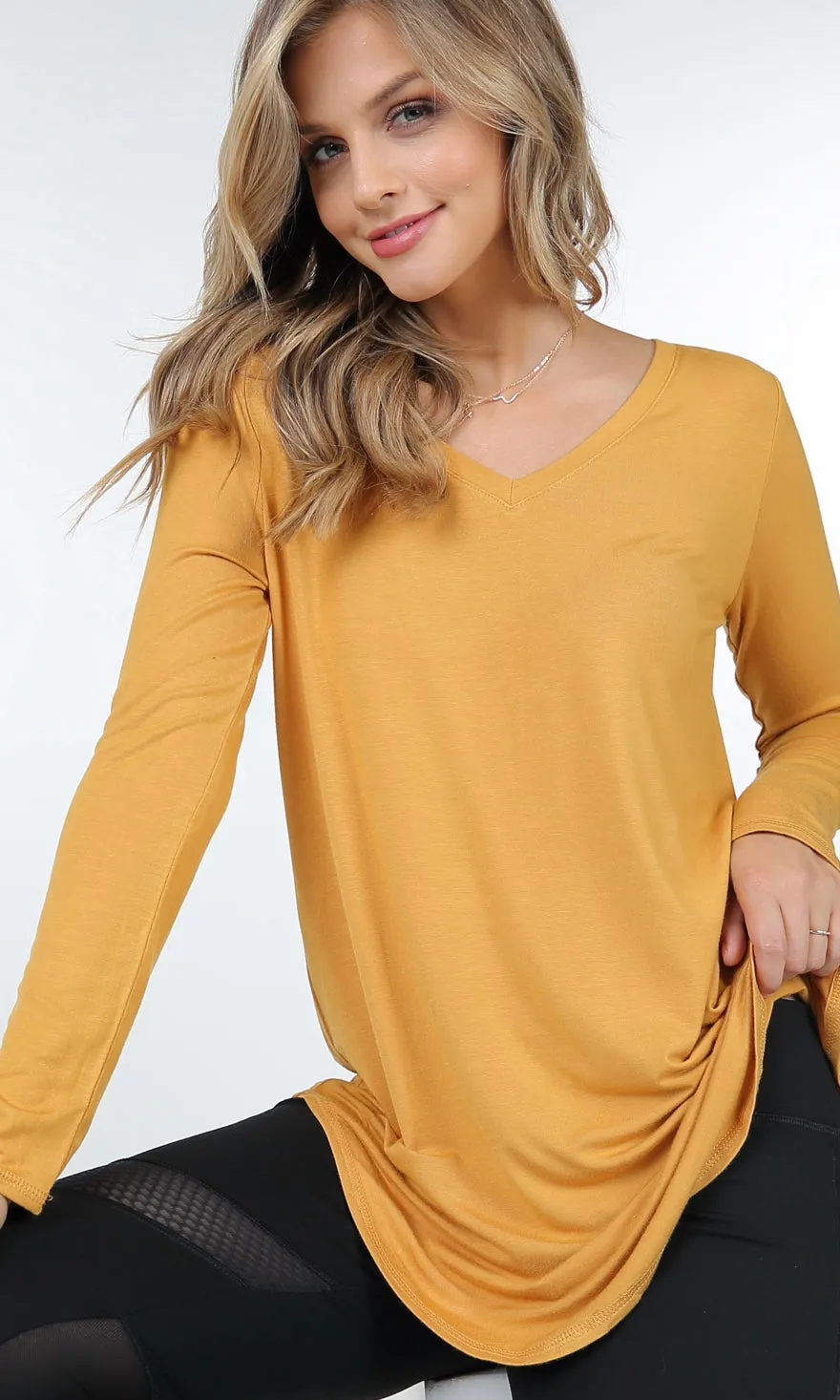 V Neck & crewneck Tunic Top