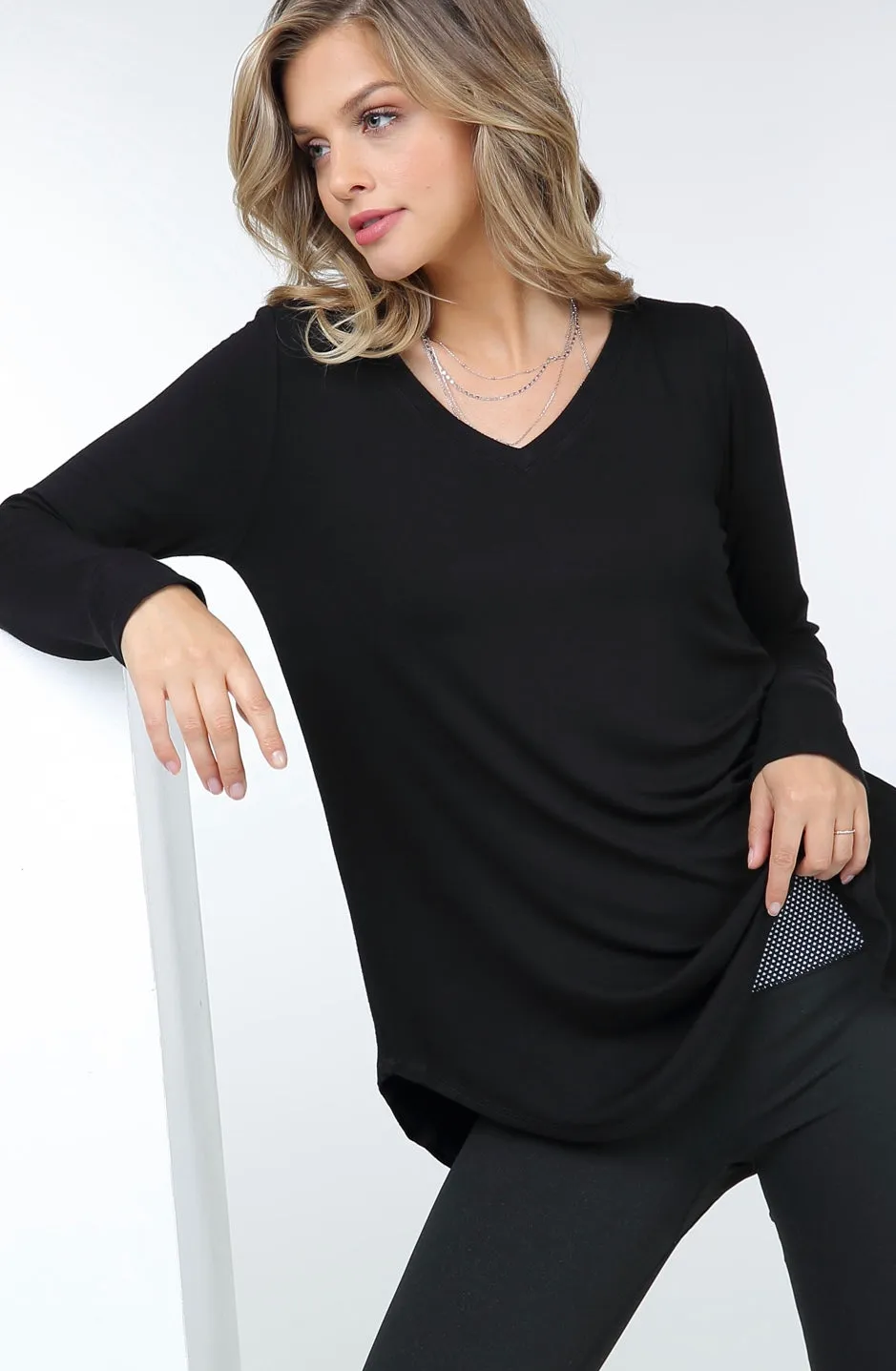 V Neck & crewneck Tunic Top