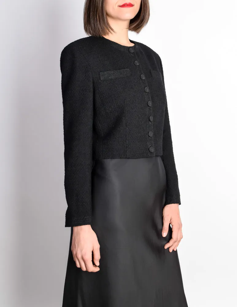 Valentino Vintage Cropped Black Boucle Jacket