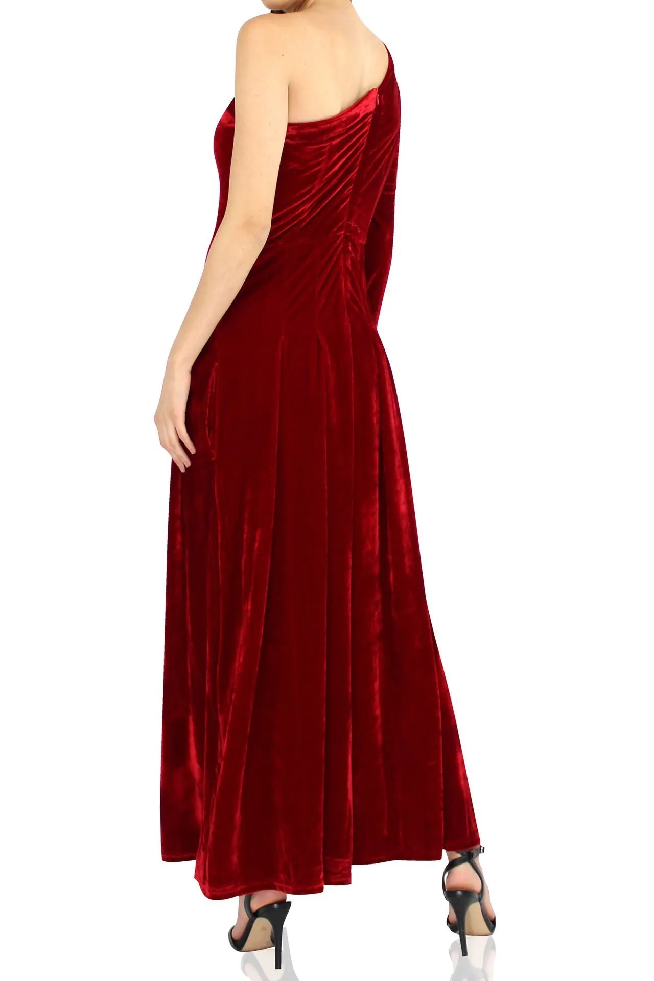 Velvet One Shoulder Red Dress