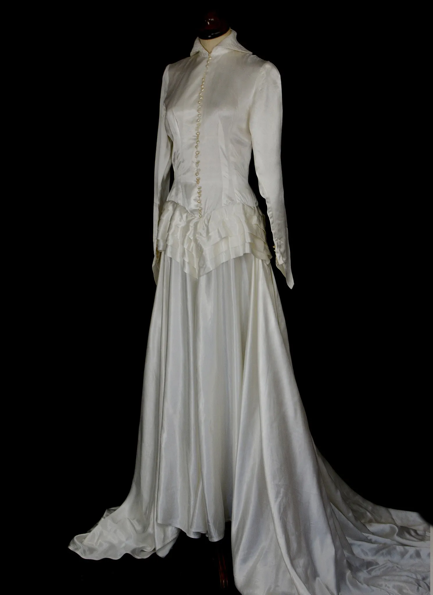 Vintage 1940s Satin Wedding Gown