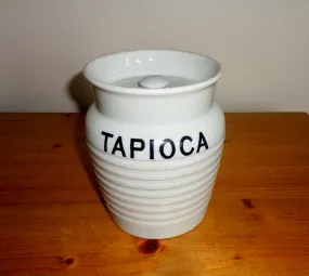 Vintage Cornishware Style White Tapioca Pottery Jar